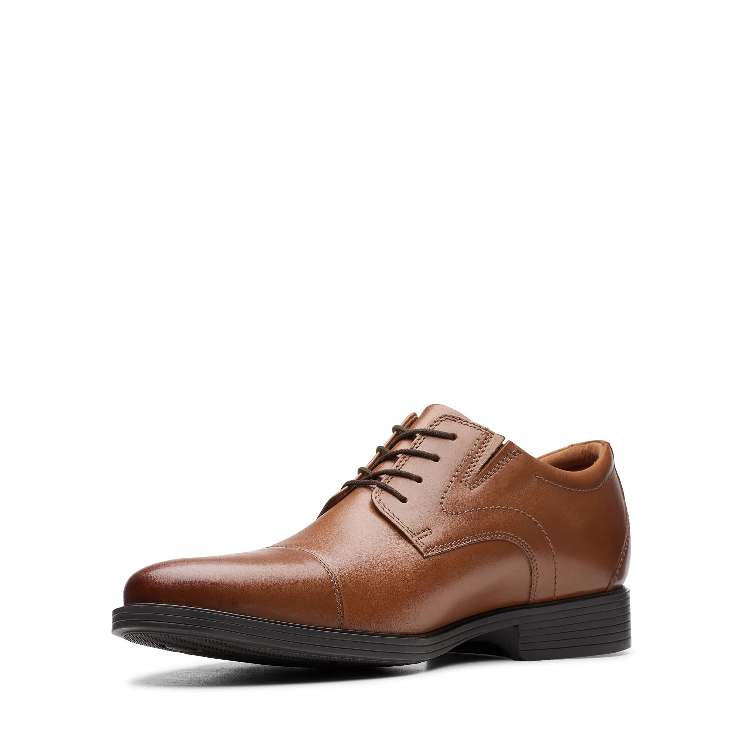 Clarks Men's Whiddon Cap Oxford Black Leather 14 US (45.7 cm) | Business Formal Lace-Up Shoes — Dark Tan Leather / 10.5