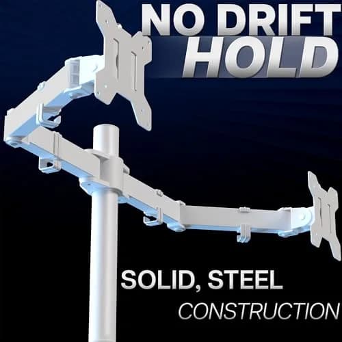 VIVO Dual Monitor Desk Mount STAND-V002W | White, Articulating, Adjustable Monitor Arm, Grommet or C-Clamp Mounting, Computer Stand for 2 Monitors, Holds 22 lbs Each thumbnail 8