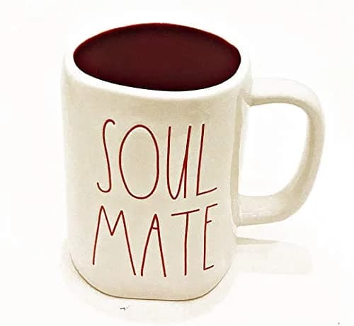 Rae Dunn by Magenta Ceramic Valentines Mug with Red Interior | Inscribed: SOUL MATE thumbnail 1