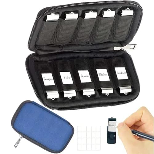 JBOS USB Flash Drive Holder Case with 10 Slots | Blue Neoprene Organizer thumbnail 1