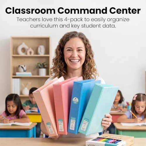 Yoobi 2 Inch 3-Ring Binders, 2 Pockets, PVC-Free, 500 Sheets | Stylish Office & School Organizer thumbnail 2