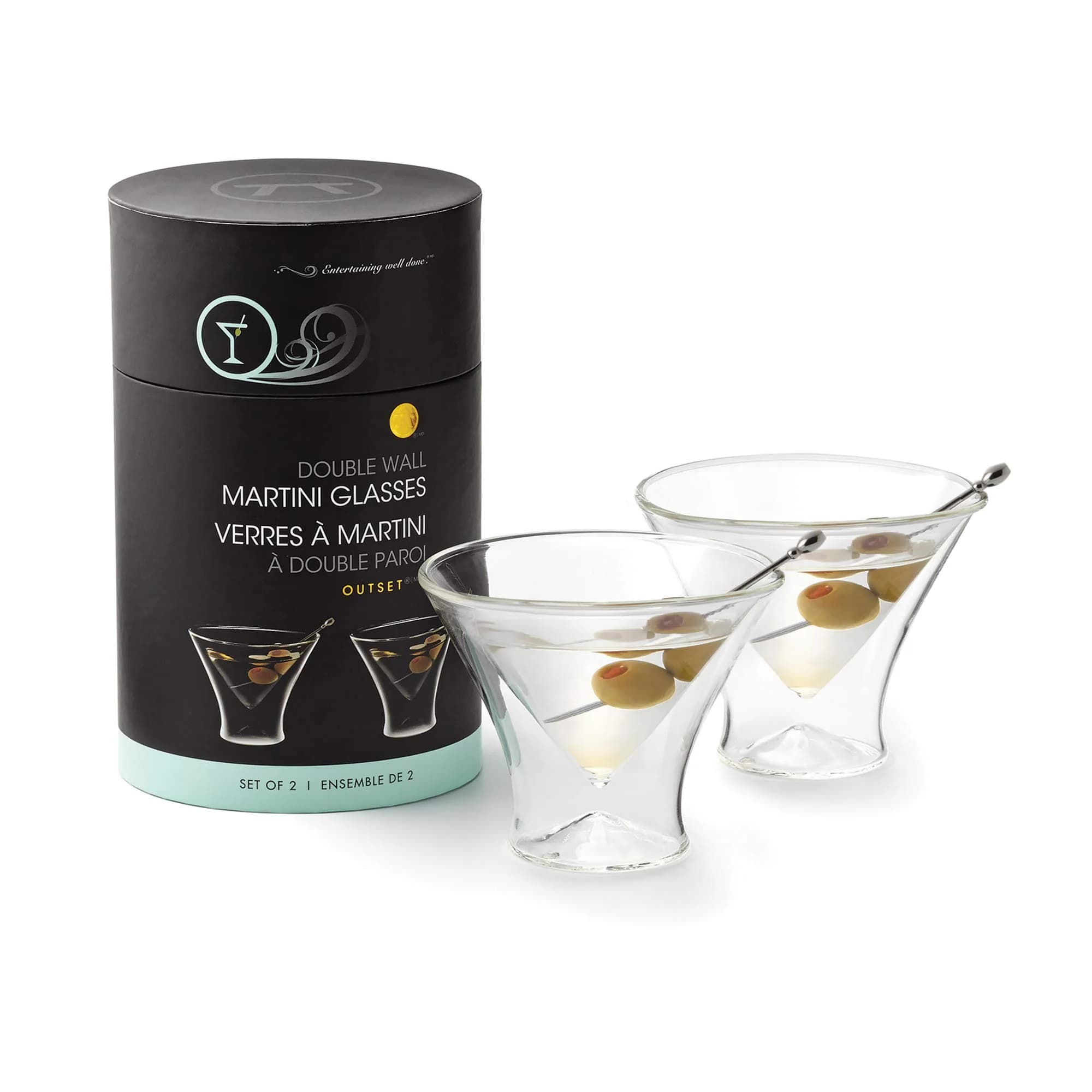 Outset Double Wall Martini Glasses Set of 2, 133ml (4.5 Fl Oz) | Insulated Borosilicate Glassware