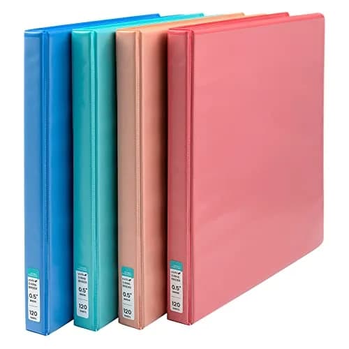 Yoobi 0.5 Inch D-Ring Binders (4-Pack, Multicolor) | 120 Sheet Capacity thumbnail 1