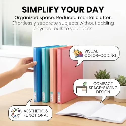 Yoobi 0.5 Inch D-Ring Binders (4-Pack, Multicolor) | 120 Sheet Capacity thumbnail 4
