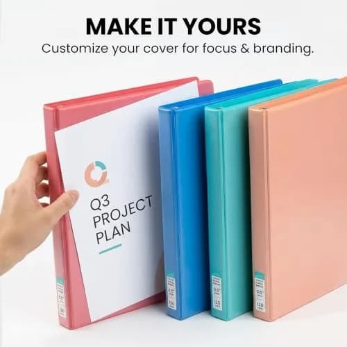 Yoobi 0.5 Inch D-Ring Binders (4-Pack, Multicolor) | 120 Sheet Capacity thumbnail 7