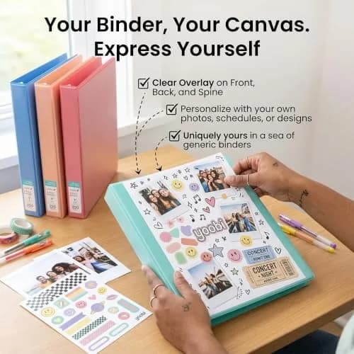 Yoobi 1 Inch D-Ring Binder Set, 4 Pack Multicolor | Holds 220 Sheets thumbnail 5