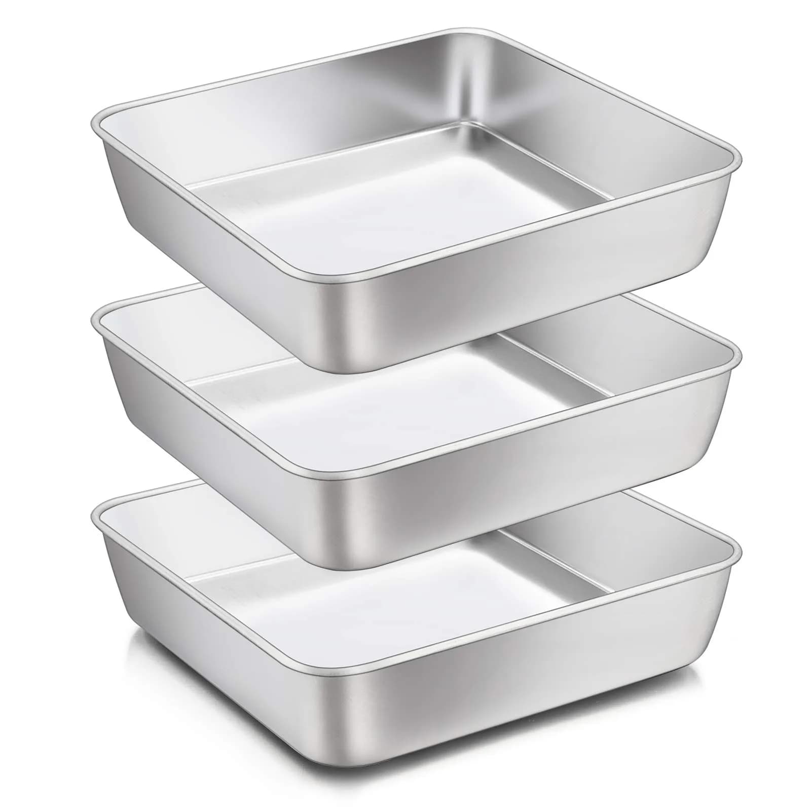 E-far 8 x 8-Inch Stainless Steel Baking Pan Set | Healthy, Durable & Dishwasher Safe - main product image