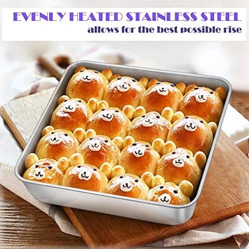 E-far 8 x 8-Inch Stainless Steel Baking Pan Set | Healthy, Durable & Dishwasher Safe thumbnail 5