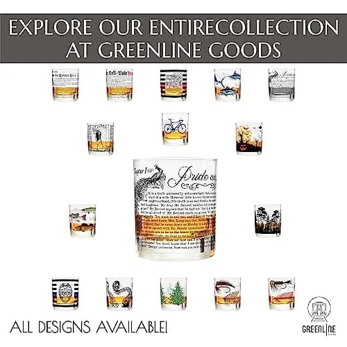 Greenline Goods Pride and Prejudice Whiskey Glasses Set of 2 | 296 ml (10 fl oz) Rocks Glass thumbnail 6