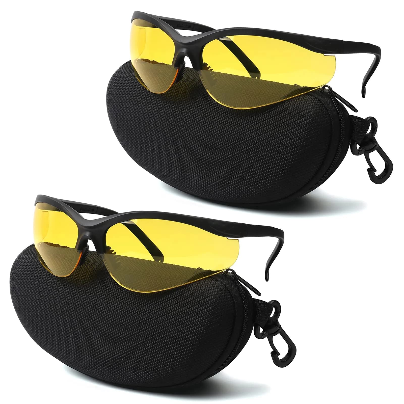 LaneTop Shooting Glasses for Men & Women, Impact-Resistant Polycarbonate, ANSI Z87.1, UV400, Clear Lens, Hard Shell Case — Yellow Lens-2pair