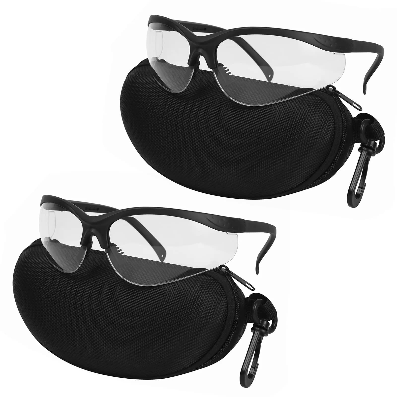LaneTop Shooting Glasses for Men & Women, Impact-Resistant Polycarbonate, ANSI Z87.1, UV400, Clear Lens, Hard Shell Case — Clear Lens-2pair