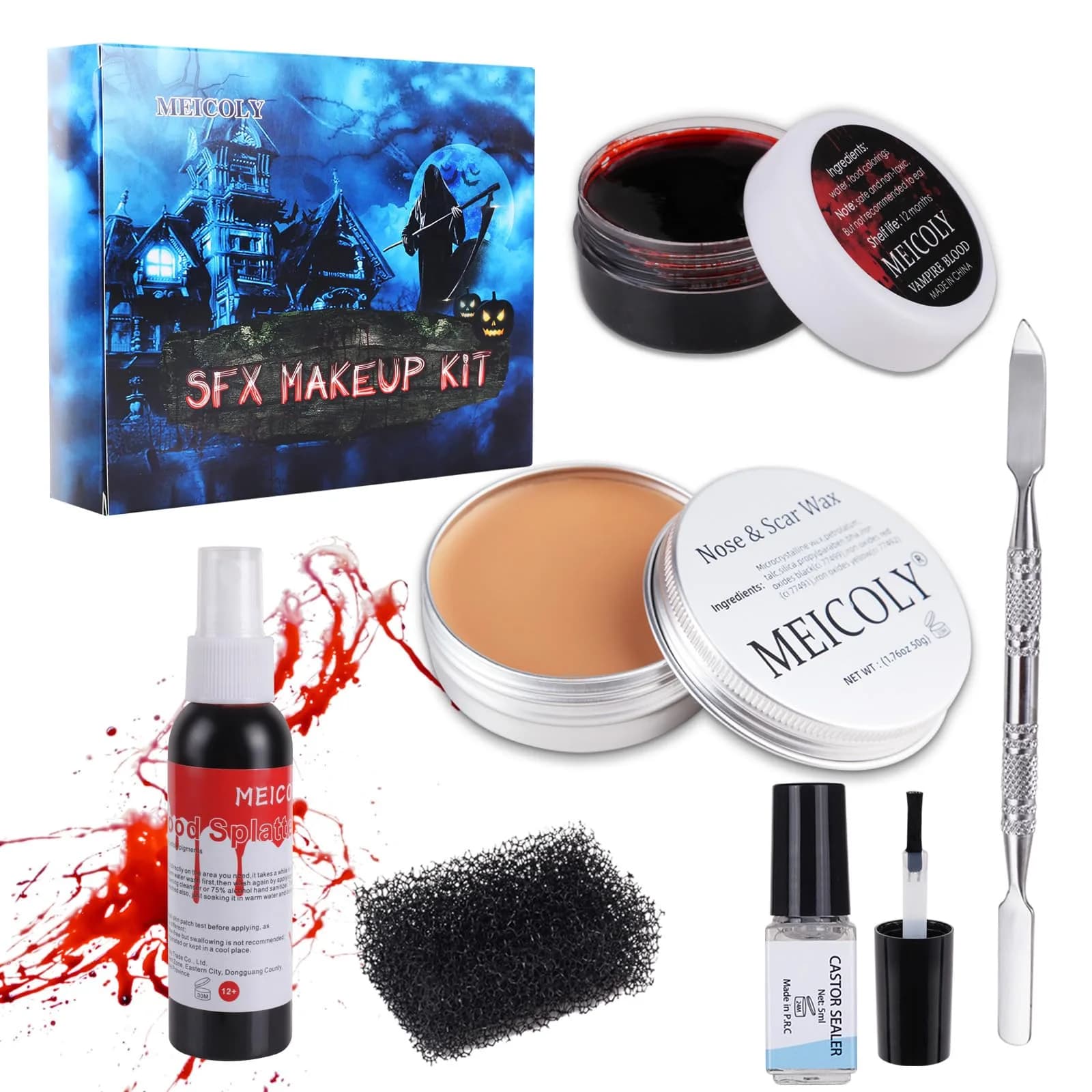 MEICOLY 3-Pack 6-Color Bruise Wheel SFX Makeup Kit | Realistic Trauma & Camo Face Body Paint — 1 pcs Modeling Wax Set 02