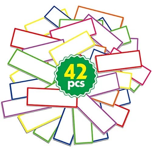 SpriteGru Magnetic Name Tag Labels 42 pcs | Bright Colors for Whiteboards & Chores thumbnail 1