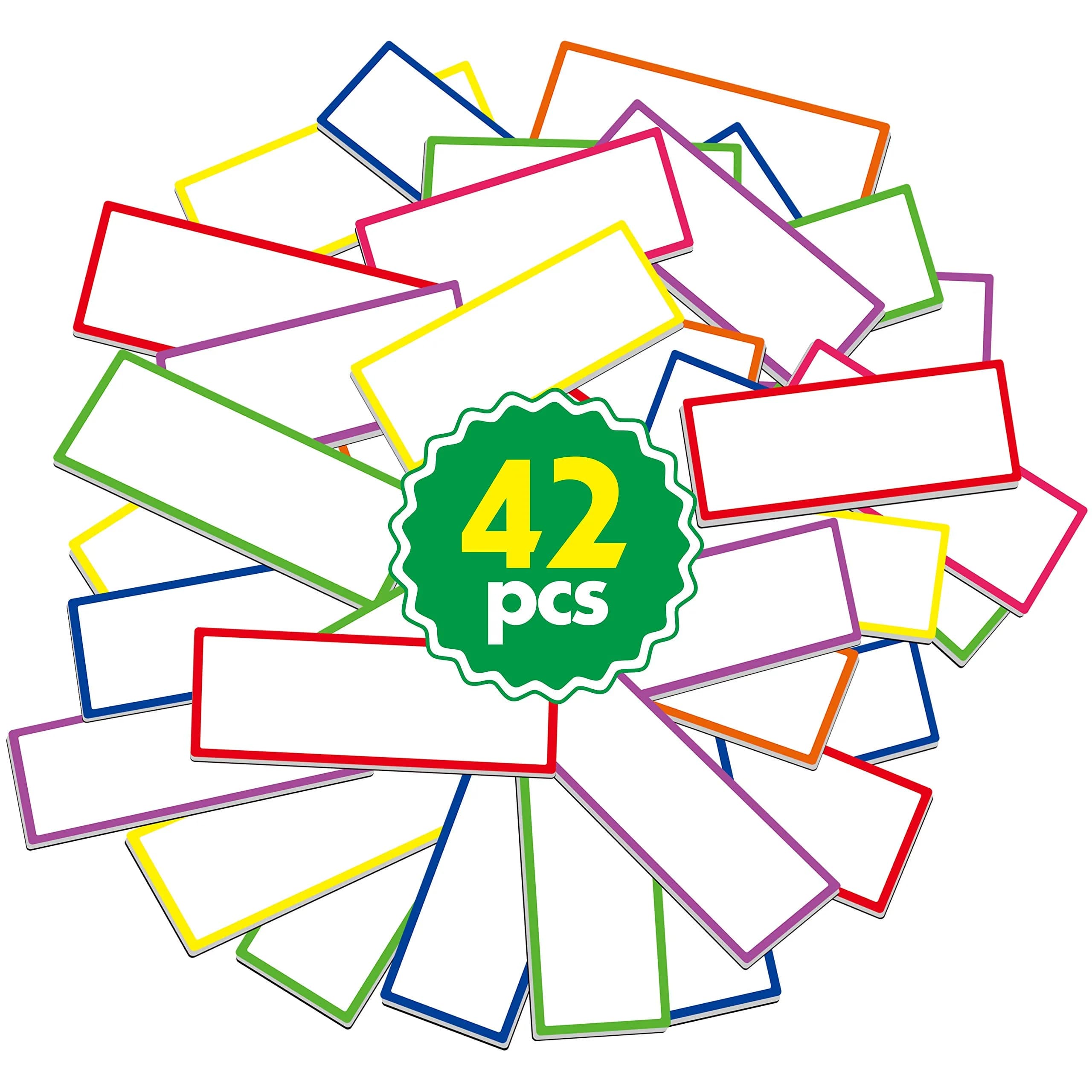 SpriteGru 54 PCs Magnetic Dry Erase Name Tag Labels in 9 Bright Colors | Water-Wipeable, 3.2" x 1.2" — Colorful Thickening / 3.2" x 1.2"