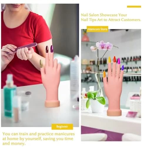 Krofaue 2 Pack Right Hand Nail Practice Trainer, Flexible Bendable Rubber with Realistic Skin Tone | Ideal for Beginners & Salon Artists thumbnail 7