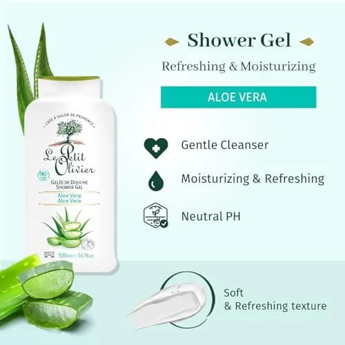 Le Petit Olivier Aloe Vera Shower Gel 16.9 Fl Oz | Moisturizing & pH Neutral for All Skin Types thumbnail 2