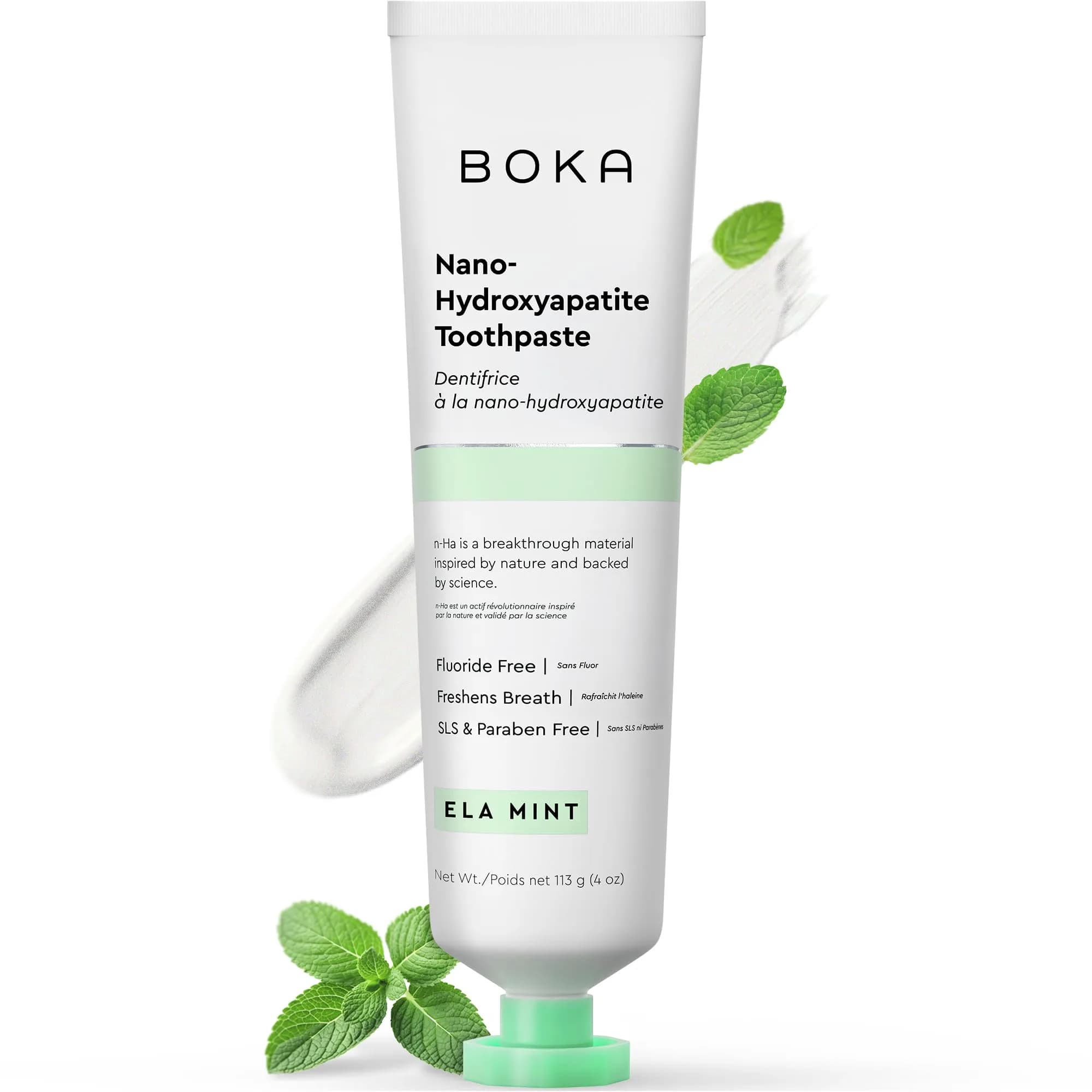 Boka Ela Mint Toothpaste - Fluoride Free with Nano Hydroxyapatite, 118 ml (4 Fl Oz)