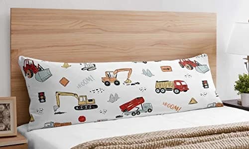 Sweet Jojo Designs Construction Truck Body Pillow Case Cover 54in x 20in | Toddler Bedding Accessory thumbnail 2