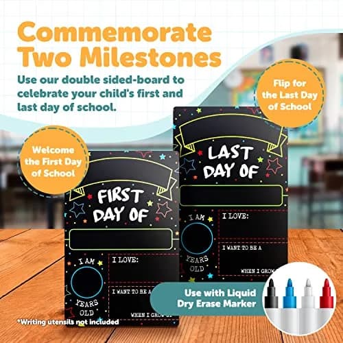 GSM Brands First Day Last Day of School Sign Double Sided Dry Erase Board 30.5cm (12" x 8") | Classic Design for Milestones thumbnail 2