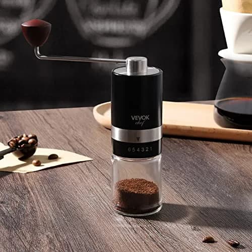VEVOK CHEF Manual Coffee Grinder 6 Settings | Stainless Steel Conical Burr Portable Hand Crank Fine for Espresso thumbnail 8