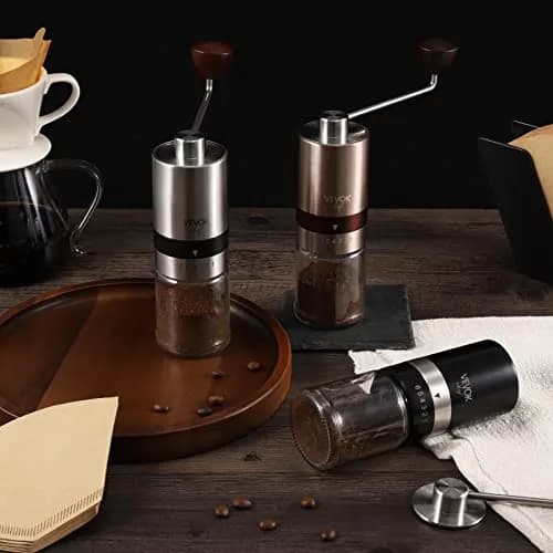 VEVOK CHEF Manual Coffee Grinder 6 Settings | Stainless Steel Conical Burr Portable Hand Crank Fine for Espresso thumbnail 9