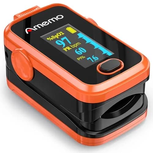 Amemo Blood Oxygen Monitor Fingertip OLED Display | Accurate SpO2 & Heart Rate with Silicone Cover thumbnail 1