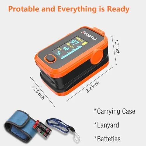 Amemo Blood Oxygen Monitor Fingertip OLED Display | Accurate SpO2 & Heart Rate with Silicone Cover thumbnail 5