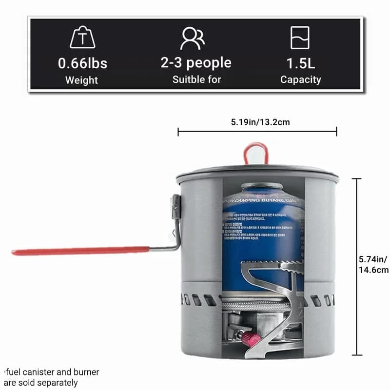 Bulin 1.5L Camping Pot with Heat Exchanger & Foldable Handle | Ultralight Aluminum Cookware for Backpacking thumbnail 3