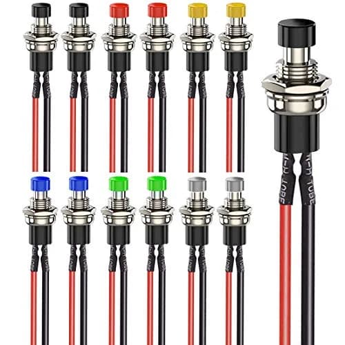 Gebildet 12pcs 7mm Mini Momentary Push Button Switch | SPST N/O 3V-230V, 1A, Round, Chassis Mount thumbnail 1