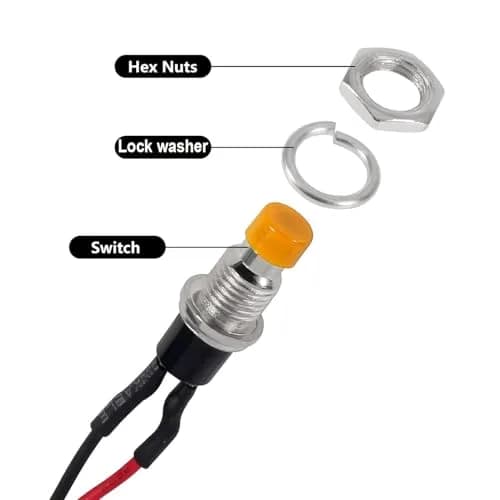 Gebildet 12pcs 7mm Mini Momentary Push Button Switch | SPST N/O 3V-230V, 1A, Round, Chassis Mount thumbnail 6