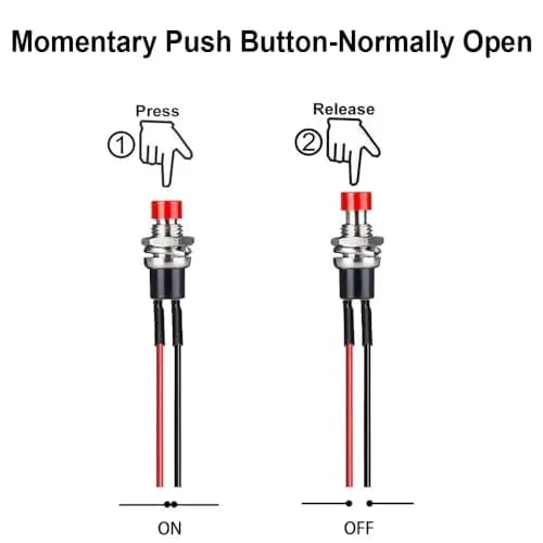 Gebildet 12pcs 7mm Mini Momentary Push Button Switch | SPST N/O 3V-230V, 1A, Round, Chassis Mount thumbnail 3