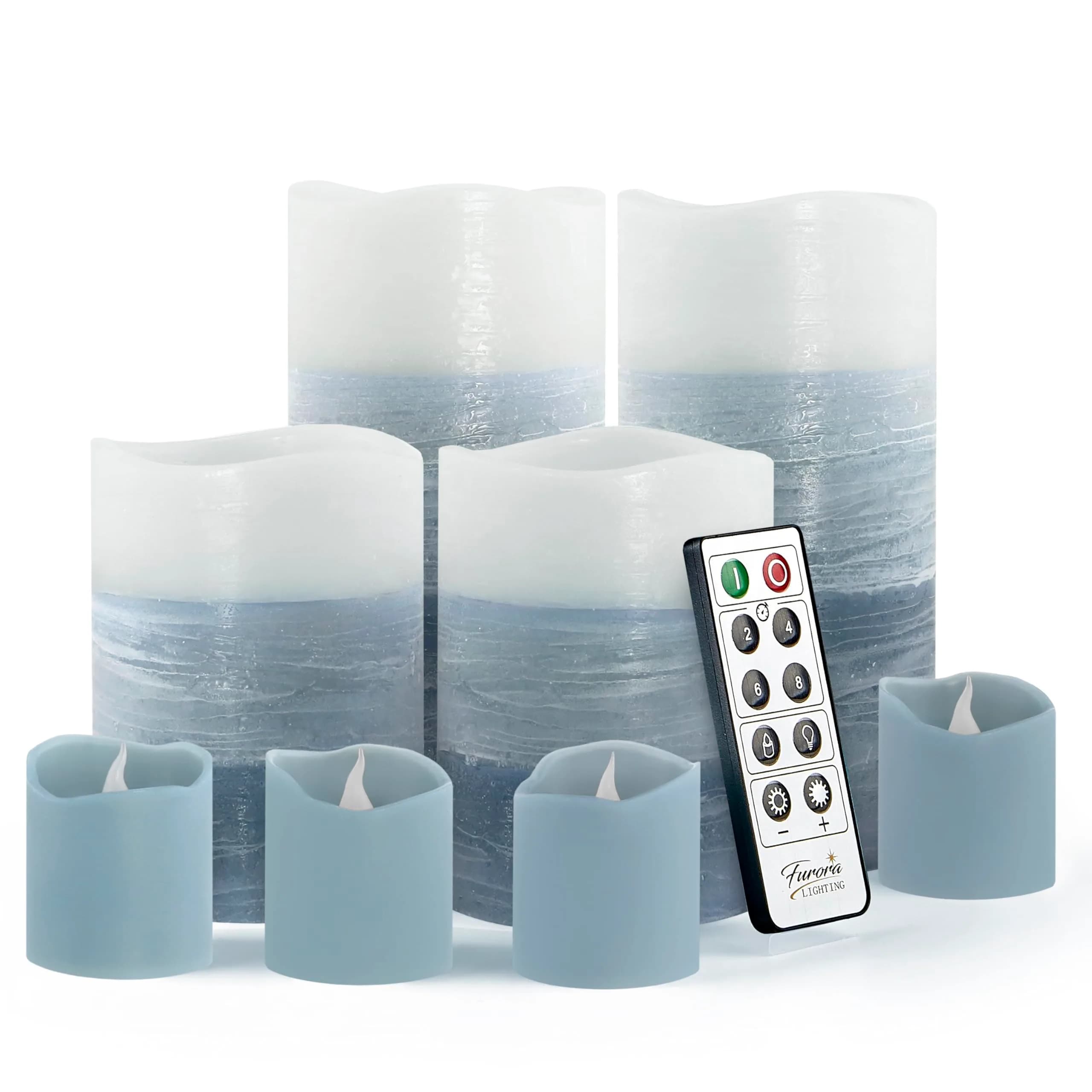 FURORA LIGHTING Blue Ombre LED Candles, 8-Pack Set with Remote & Timer | Flameless Wax Decor for Home & Events - main product image