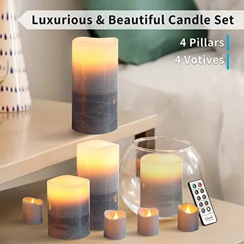 FURORA LIGHTING Blue Ombre LED Candles, 8-Pack Set with Remote & Timer | Flameless Wax Decor for Home & Events thumbnail 4