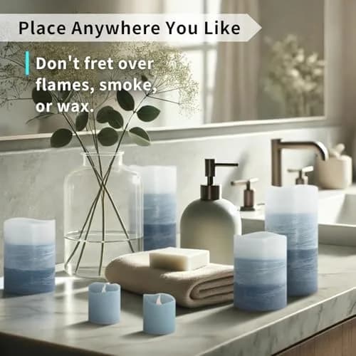 FURORA LIGHTING Blue Ombre LED Candles, 8-Pack Set with Remote & Timer | Flameless Wax Decor for Home & Events thumbnail 2