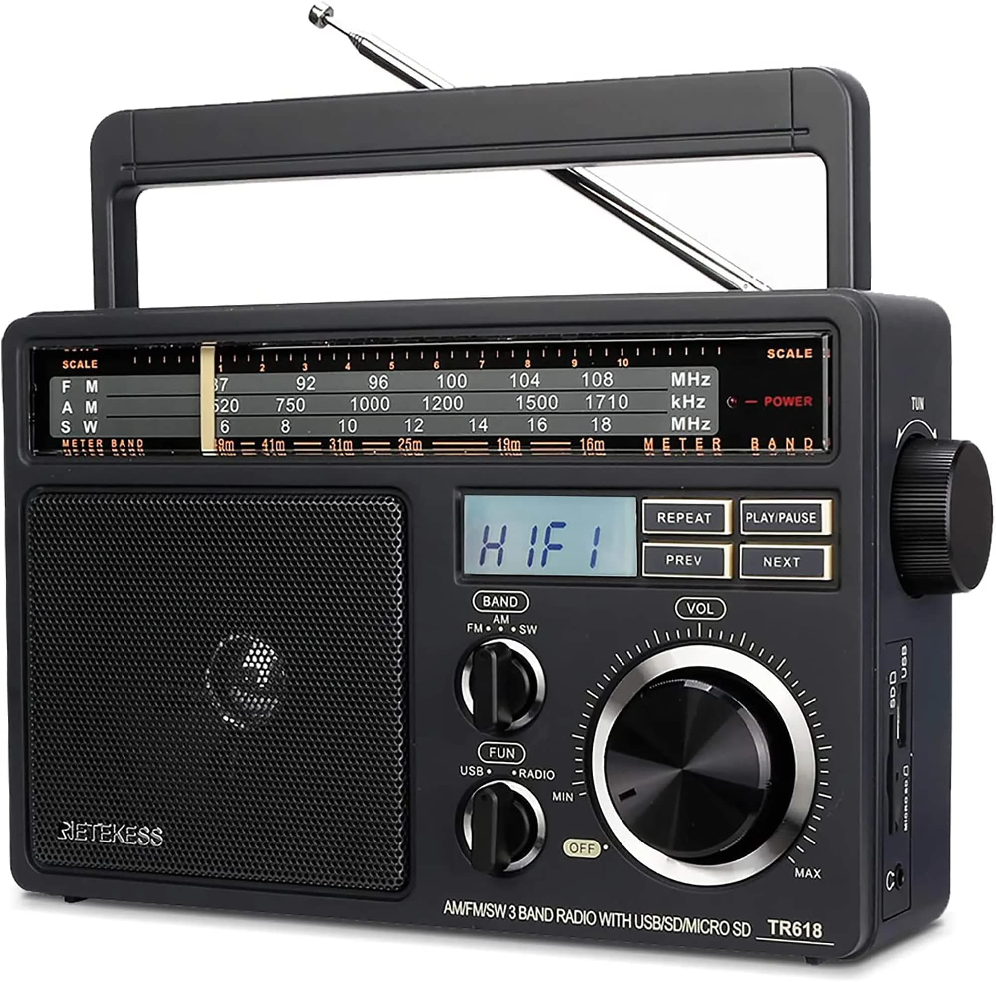 Retekess TR635 Portable Digital Radio | AM FM Shortwave Radio for Seniors & Travel — TR618