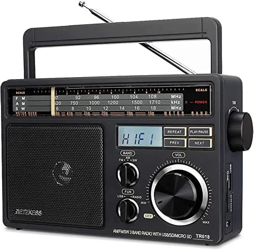 Retekess TR618 Portable AM FM Shortwave Radio with MP3 Support | Elder-Friendly Handle, Large Dial, 3.5mm Jack thumbnail 1