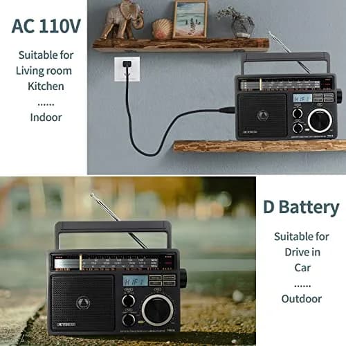 Retekess TR618 Portable AM FM Shortwave Radio with MP3 Support | Elder-Friendly Handle, Large Dial, 3.5mm Jack thumbnail 5