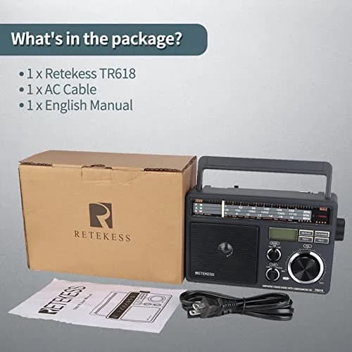 Retekess TR618 Portable AM FM Shortwave Radio with MP3 Support | Elder-Friendly Handle, Large Dial, 3.5mm Jack thumbnail 6