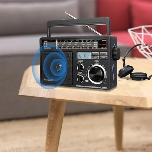 Retekess TR618 Portable AM FM Shortwave Radio with MP3 Support | Elder-Friendly Handle, Large Dial, 3.5mm Jack thumbnail 8