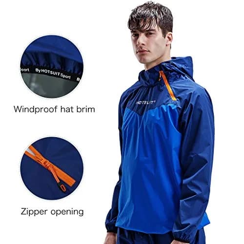 HOTSUIT Men's Sauna Jacket for Workout Weight Loss | Medium Navy thumbnail 7