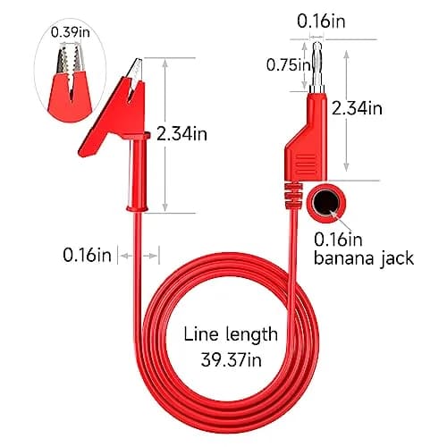 Goupchn Test Leads 1m (3.3ft) | 1000V 15A Stackable Banana Plug to Alligator Clip Set thumbnail 2
