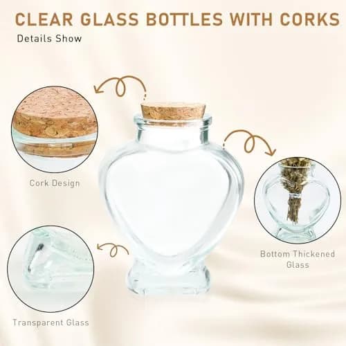 FJNATINH Heart Glass Bottle with Cork Stopper 50ml | Love Shape Decor thumbnail 6