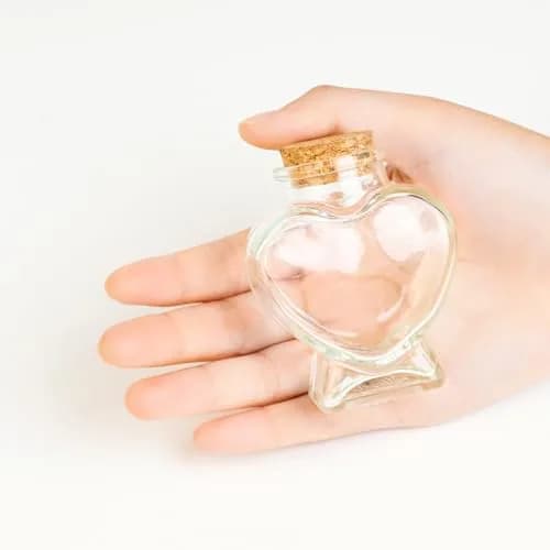 FJNATINH Heart Glass Bottle with Cork Stopper 50ml | Love Shape Decor thumbnail 3