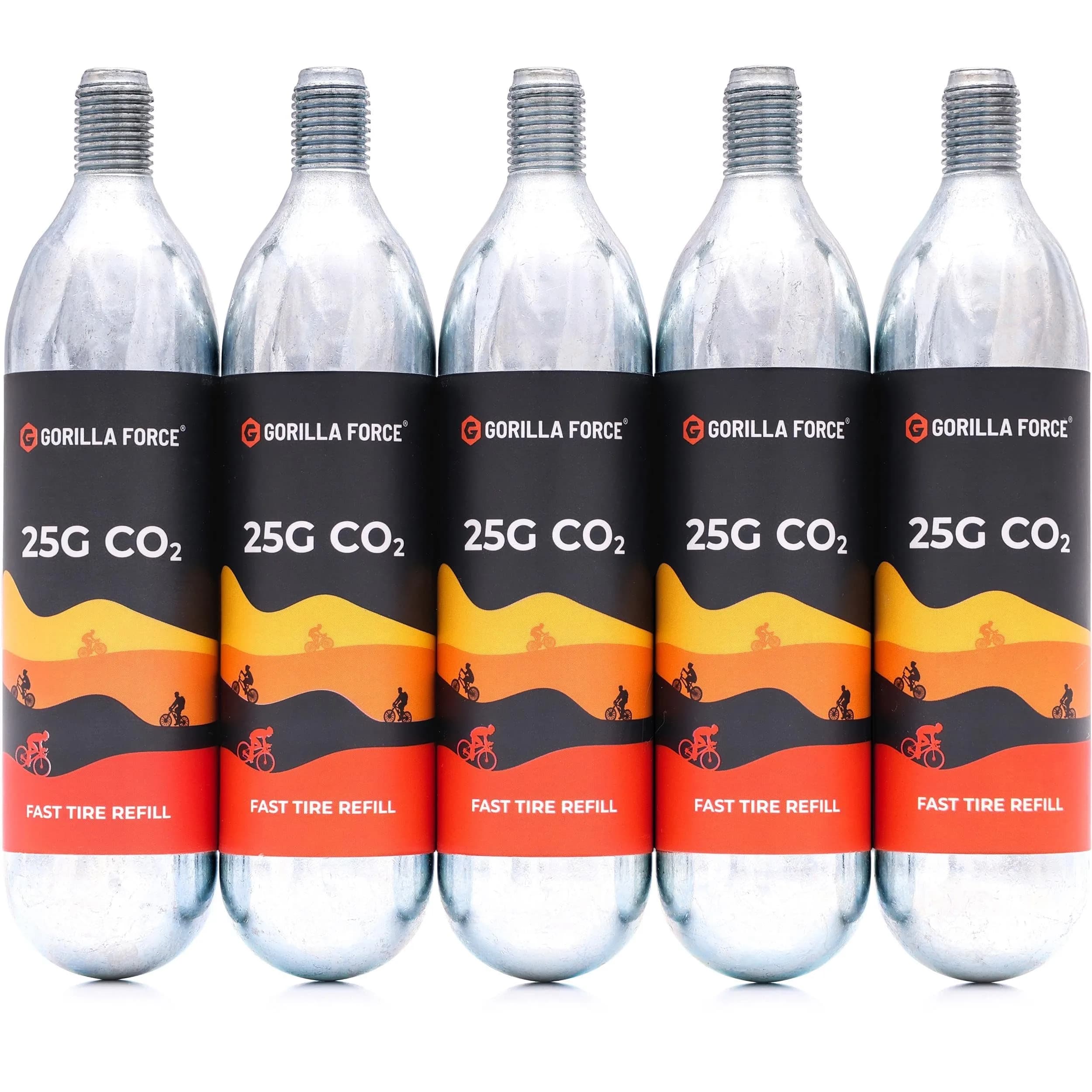 Gorilla Force 16g CO2 Cartridges 40-Pack | Threaded Refills for Bike Tire Inflators — 25g Size