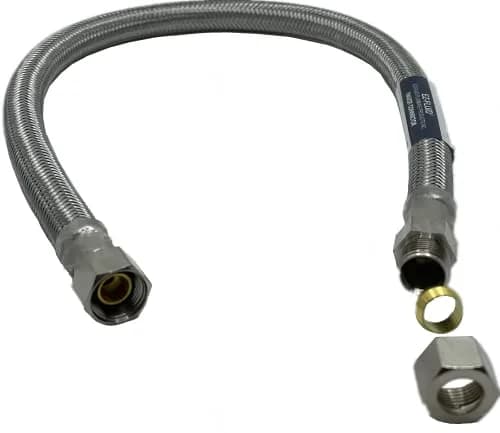 EZ-FLUID 12-Inch Faucet Supply Extension Line 3/8" Male Comp. To 3/8" Female Compression Stainless Steel Braided Faucet Extension Supply Hose Connector Lines (1-Pack) thumbnail 1