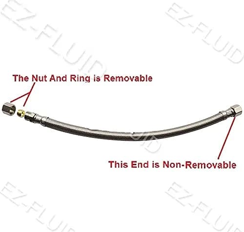 EZ-FLUID 12-Inch Faucet Supply Extension Line 3/8" Male Comp. To 3/8" Female Compression Stainless Steel Braided Faucet Extension Supply Hose Connector Lines (1-Pack) thumbnail 5