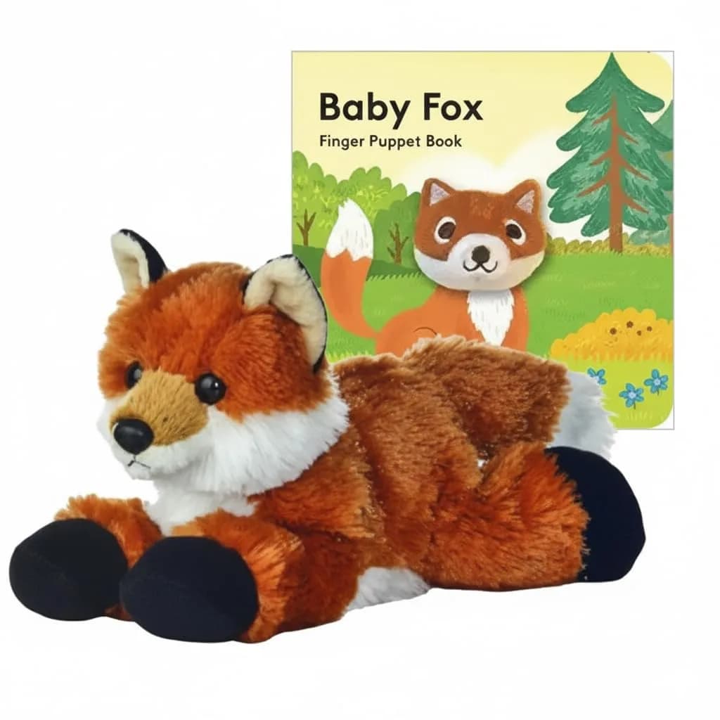 Aurora Mini Flopsi Foxxie Stuffed Animal & Finger Puppet Storybook Set, 20.3cm (8 Inches) | Soft, Cuddly Orange Fox Plush Toy for All Ages