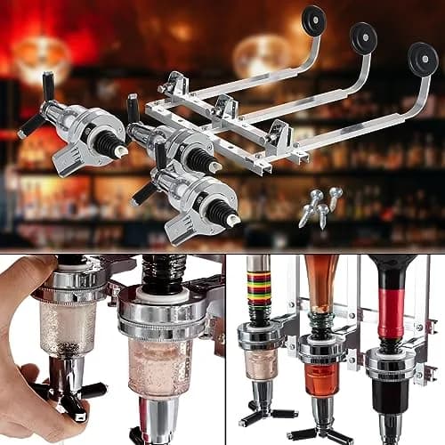 MUGLIO 3 Bottle Wall Mounted Liquor Dispenser Silver | Modern Bar Butler Bracket for Home Bars thumbnail 2