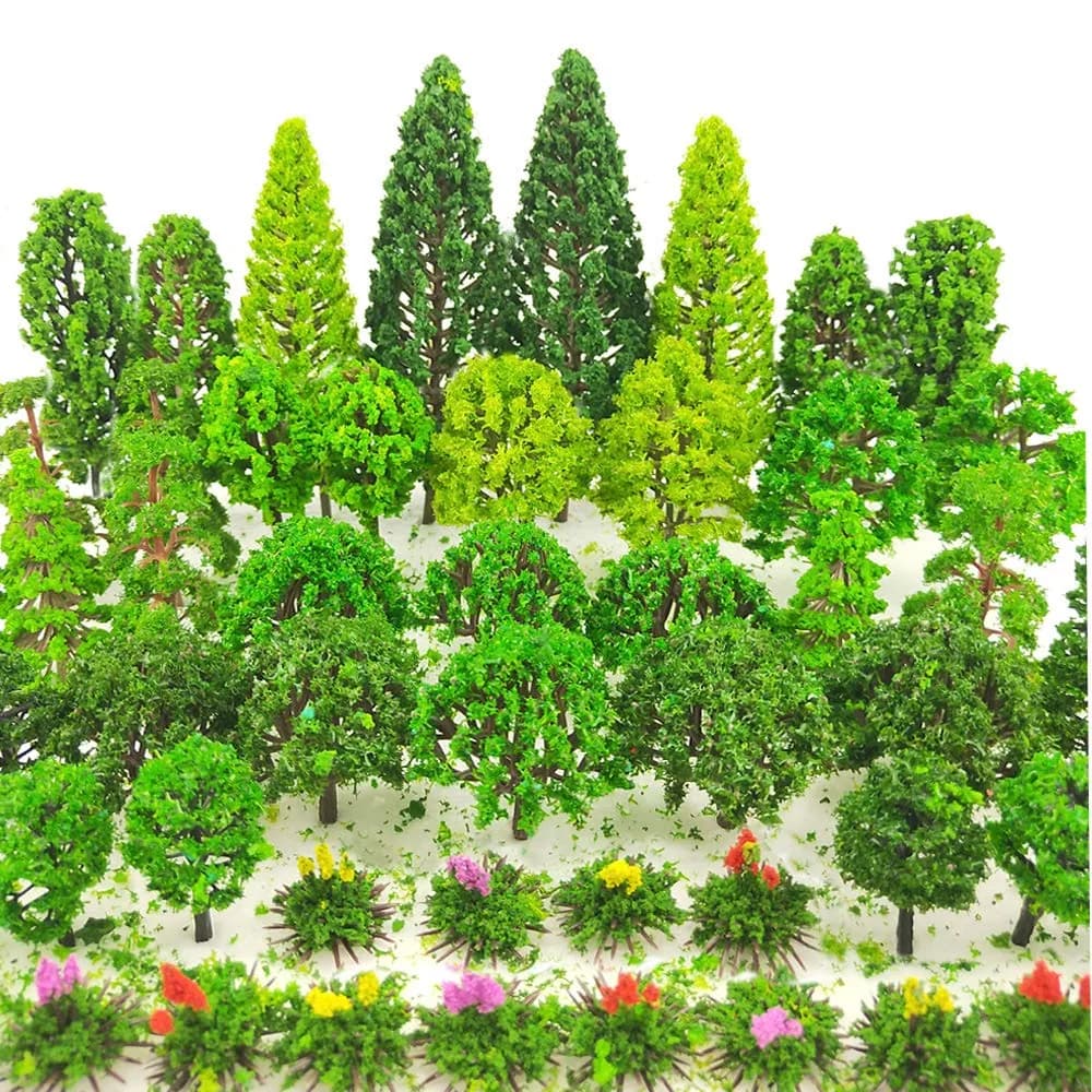 Tazimi Natural Artificial Model Trees 3.5-15 cm (1.36-6 inch) | 60 Pieces for Diorama & Train Scenery - main product image