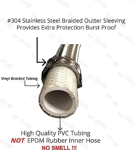 EZ-FLUID 12-Inch Faucet Supply Extension Line 3/8" Male Comp. To 3/8" Female Compression Stainless Steel Braided Faucet Extension Supply Hose Connector Lines (2-Pack, 30.48 cm) thumbnail 5